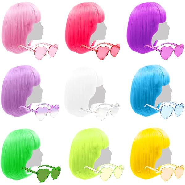 Perruque Courte Verte Avec Frange Et Lunettes De Soleil De Fête - Accessoire Carnaval, Soirée Néon Ou Enterrement De Vie De Jeune Fille Ensemble Perruque Et Lunettes Perruque Courte Verte Avec Frange Et Lunettes De Soleil De Fête - Accessoire Carnaval, Soirée Néon Ou Enterrement De Vie De Jeune Fille Ensemble Perruque Et Lunettes