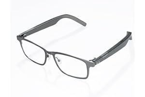 Dymesty Smart AI Glasses for Men & Women,Titanium Frame,Real-Time Translation, Meeting Recording, AI Assistant, Open-Ear Bluetooth Speakers and Microphones, 48H Battery Life (C/Gray)