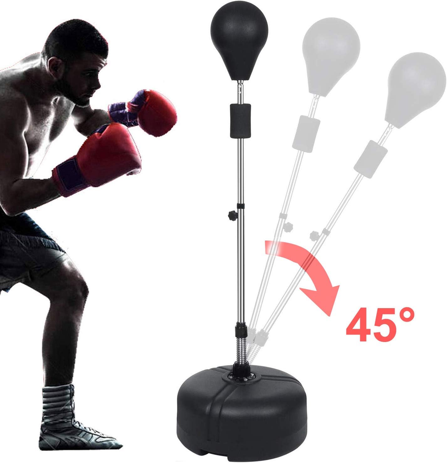 Hurbo Boxing Punching Bag with Stand Reflex Speed Punching Bag Adjustable Height for Adults & Teenagers