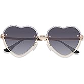 ANDWOOD Trendy Heart Shaped Sunglasses Womens Rhinestone Love Eye Sun glasses Metal Lovely Fashion Diamond Sunnies
