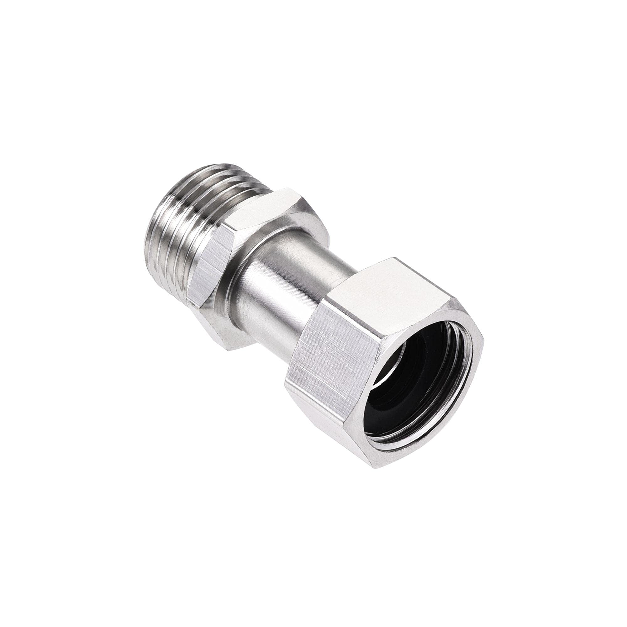 sourcing map Straight G1/2 Male to Female Pipe Fitting Connector with Gasket Nickel Plated Copper