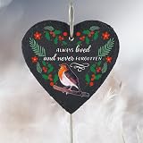 Global Designs Christmas Robin Grave Stick Marker Slate Heart 25x11cm view 4