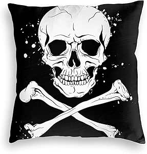 WHEYT Bandera Pirata Negra con Calavera y Tibias Cruzadas Funda de