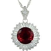 RIZILIA Pendant with 18" Chain & Round Cut CZ [4 Colors available] in White Gold Plated, Simple Modern Elegant