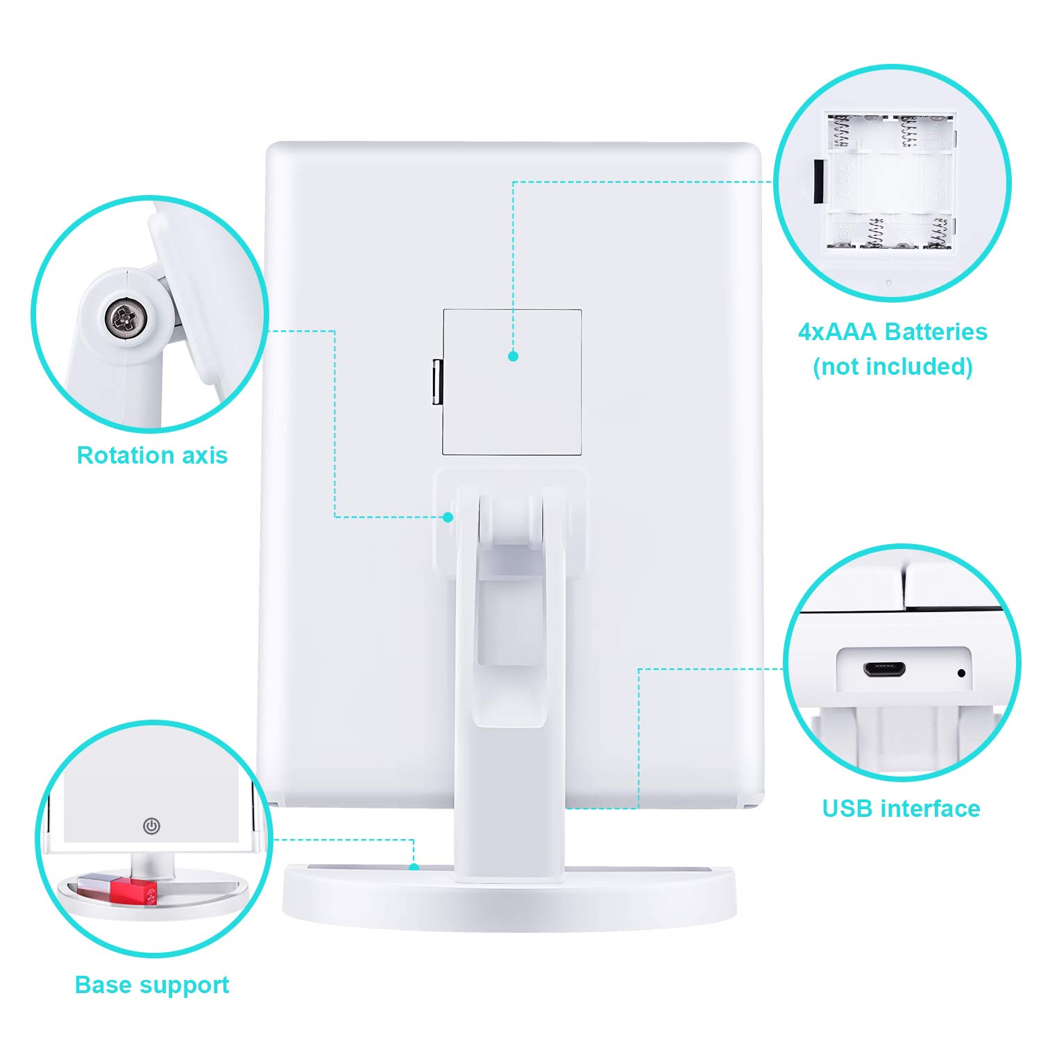 KOOLORBS Makeup Mirror with Lights, 3 Color Lighting Vanity Mirror with 72LEDs, 1x 2X 3X Magnification, Touch Control, Portable Cosmetic Lighted Makeup Mirror : Beauty