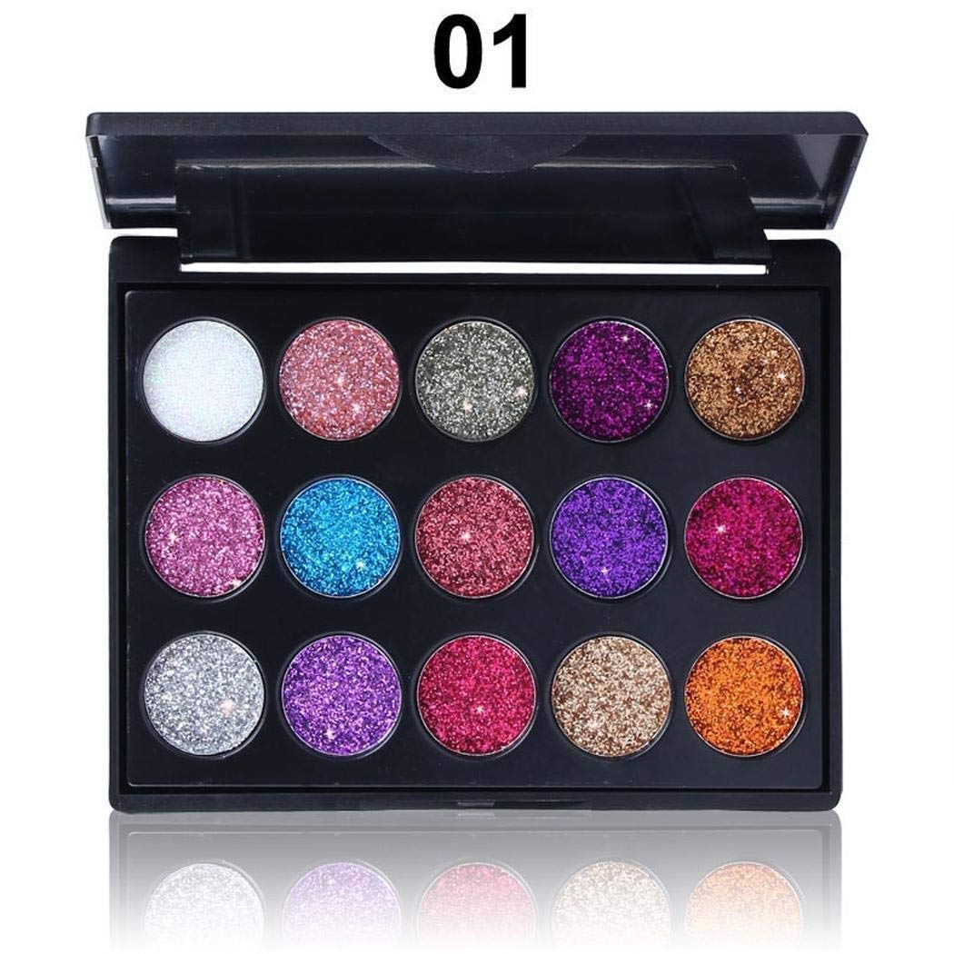 Bifast 15 Shades Eyeshadow Palette Shiny and Pigmented Mineral Pressed Powder Glitter Eyes Long Stay On Make Up Eye Shadow Shimmer Palettes (Style 2)