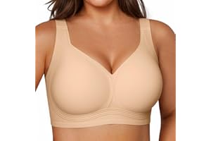 Vertvie Jelly Bras for Women Plus Size Minimizer Soft Wireless Push Up Bra Full Supportive Older Lift Back Coverage Bralette