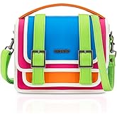 Hereje Multi-Colored Crossbody Purse for Women – Colorful Handbag with Detachable Shoulder Strap – Unique Orange & Pink Purses – Spring Summer 2026 Collection-neon pink top handle handbag