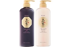 Daeng Gi Meo Ri - Ki Gold - Premium Shampoo + Treatment Set for Hair Loss, Thin Hair, Gray Hair Prevention and Treatment, Medicinal Herbal Shampoo, All Natural, Korea's No. 1 Hair Brand