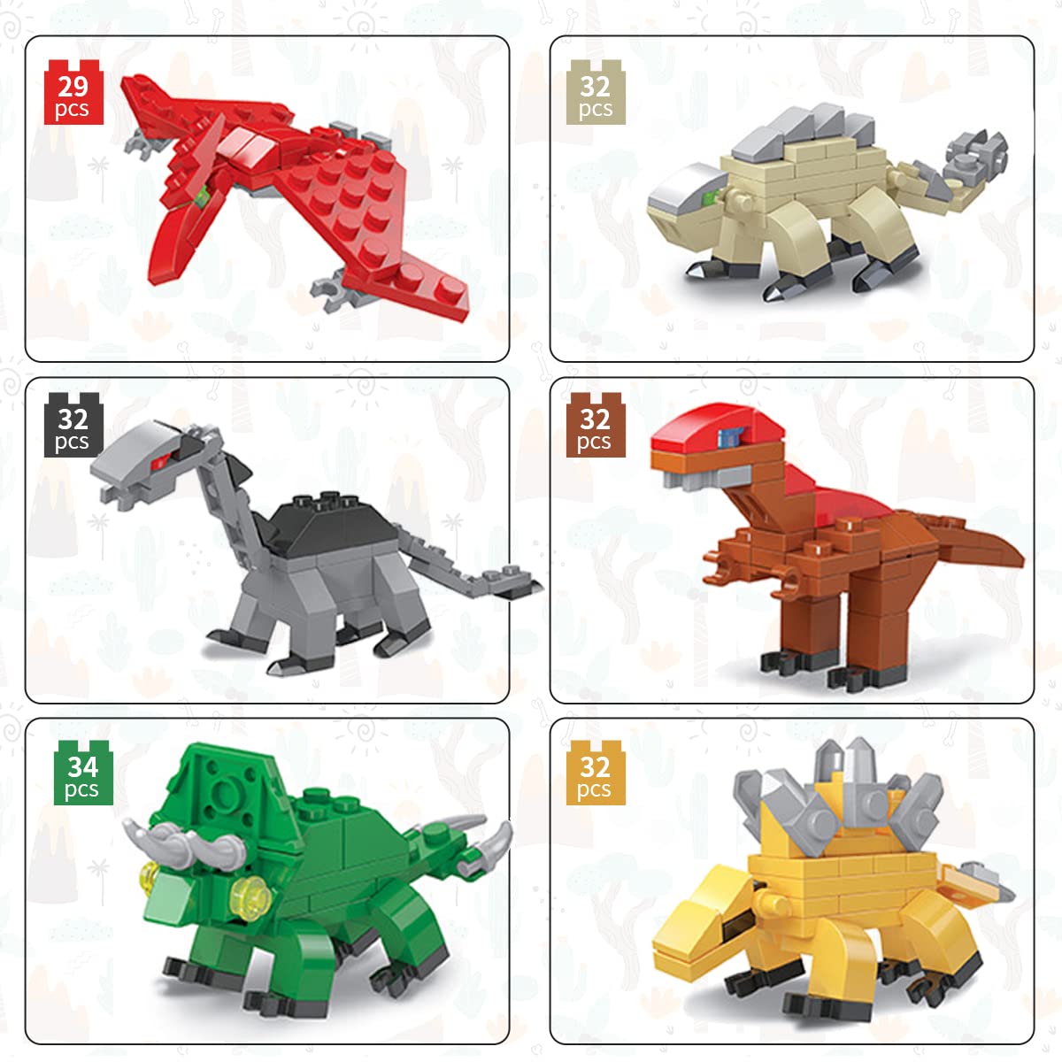 Mini Building Block Sets,12 Pack Dinosaur Toys Building Blocks, 6 in 1 STEM Toys Eggs Building Sets, Party Favors for Kids Goodie Bags Prizes Birthday