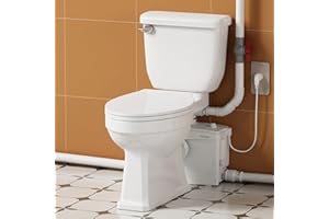 PATIO ZONE Macerating Toilet System, Upflush Toilet with Pump, Durable Copper Motor for Domestic Home Basement Sink/Shower/Bathtub Wastewater, 17.7" ADA Height, Two Piece Elongated Bowl, Extension Pipe
