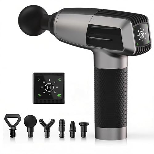 Massage Gun Deep Tissue,Birthday Gifts for Men Women,Gifts for Boyfriend Girlfriend - Neck Back Massager for Pain Relief Deep Tissue with 6 Heads & 8 Speeds(Grey)