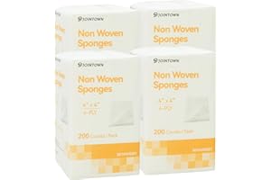 Jointown Gauze Pads 4" x 4", Non-Woven 4-Ply Gauze Sponges Non Stick, All-Purpose Non-Sterile Highly Absorbent for Dental Wound Care for First Aid Kit/Medical Facilities, 400/800 Counts