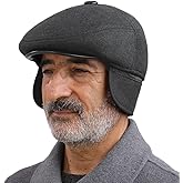 Men's Winter Flat Cap with Ear Flaps Wool Warm Newsboy Hat Derby Tweed Irish Cap Peaked Gatsby Beret Hat Grandad Driving Cap