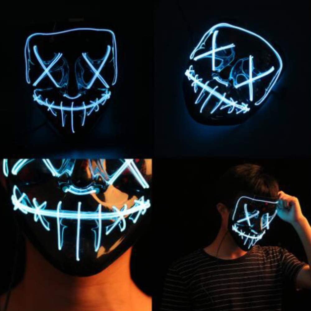 Chengsuwei LED Light Up Halloween Masks with 3 Lighting Modes, Scary Purge Style Ghostface Mask - Image 5