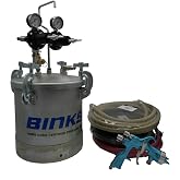 Binks Paint Pressure Pot Spray Gun Outfit Kit - 2.8 Gallon Galvanized Pot - 1.4 MM Fluid Nozzle - Trophy Series HVLP Spray Gun - 25 Feet of Hose