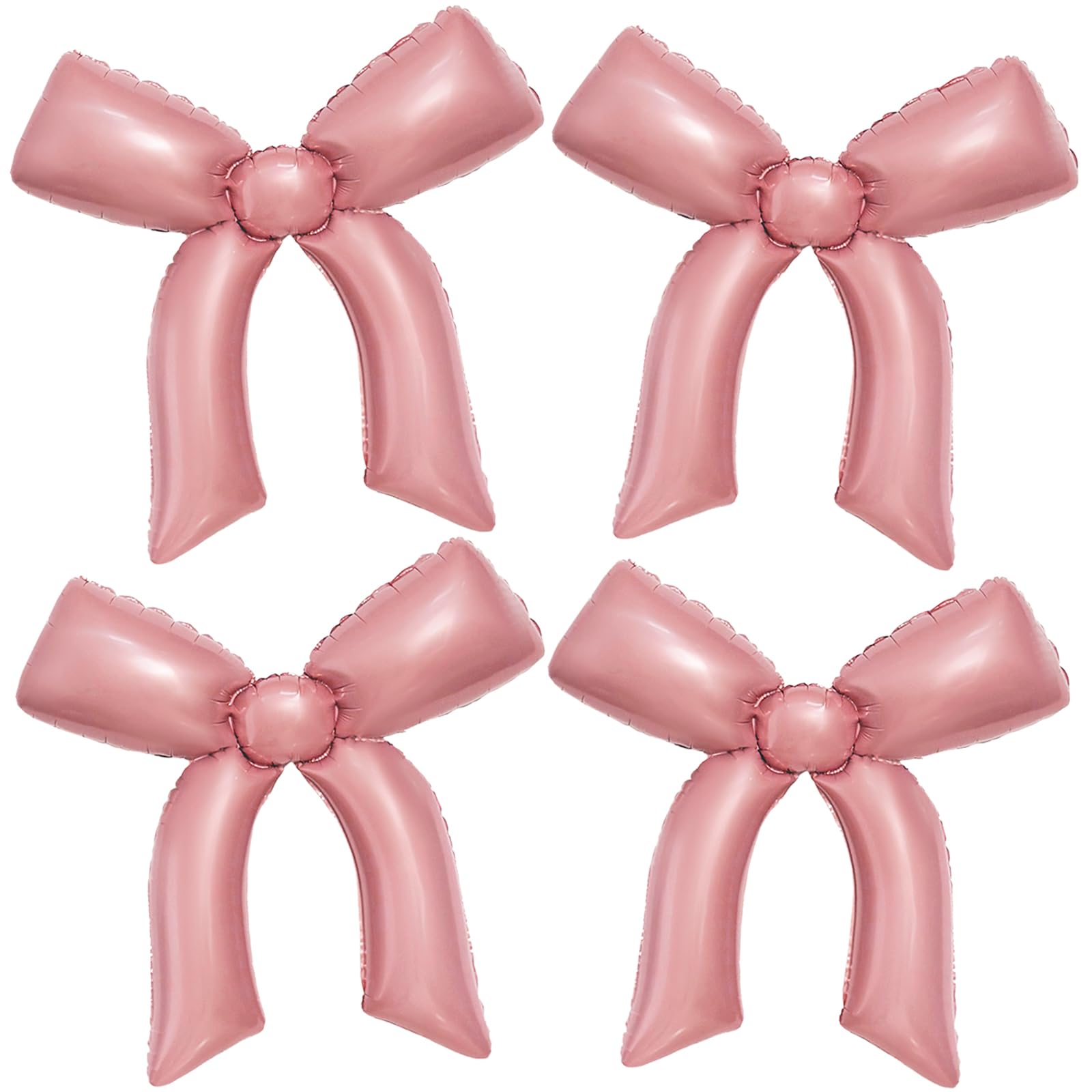 Photo 1 of Pink Bow Balloons– 4 Pack Large Pink Ribbon Balloons for Girls Baby Shower Birthday Decorations Bridal Shower Bow Tie Party Supplies