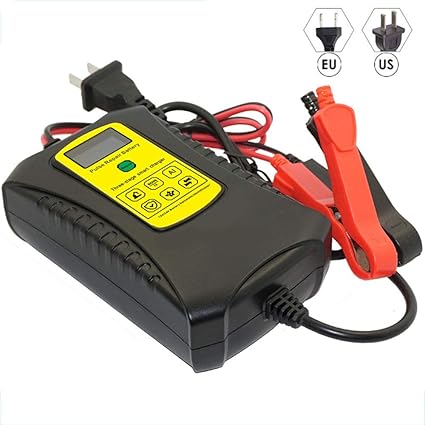 Amazon Co Jp 19 12v 24vスマートバッテリー 充電器 ほとんどのタイプの10ah 100ah鉛蓄電池用の3段階自動充電機能付きカーバッテリー充電器 Black ホーム キッチン