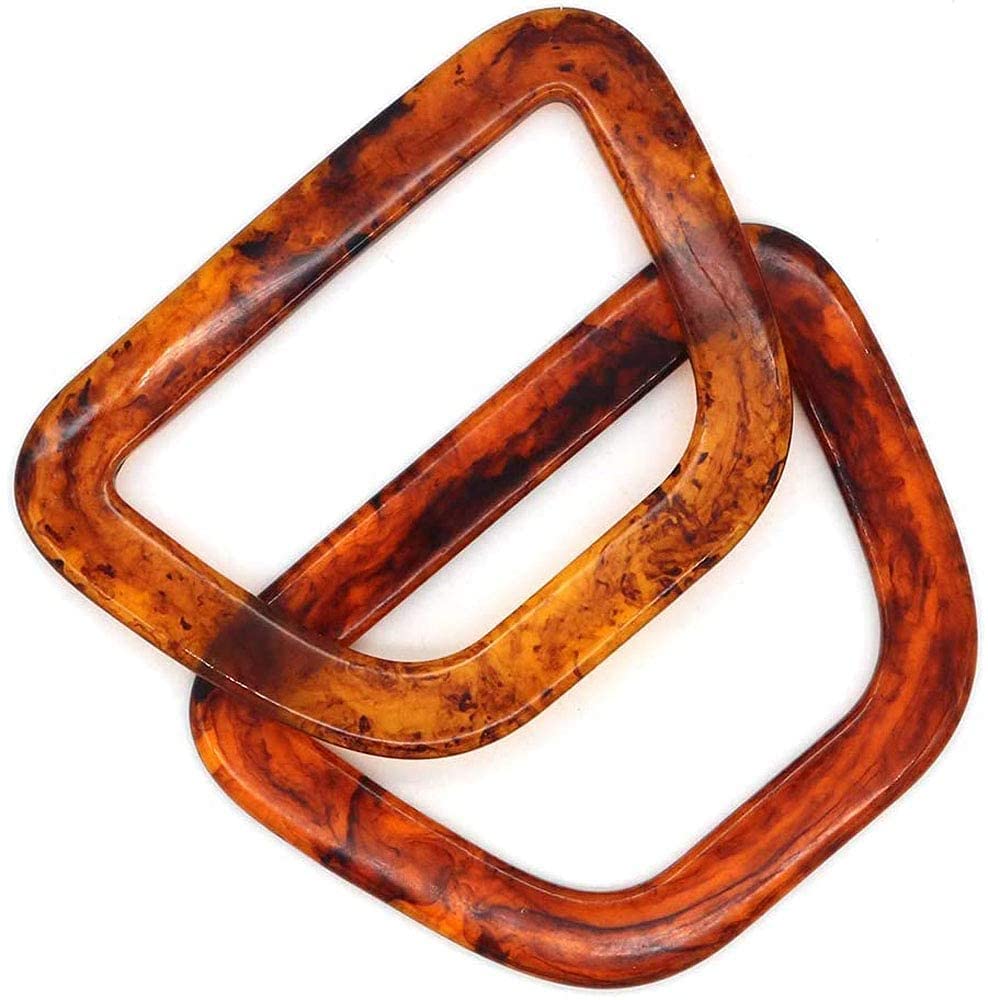 POFET 2Pcs D Shape Acrylic Shaped Handles Replacement for Handmade Bag Handbags Purse Handle Charming Frame Canvas Shopping Tote