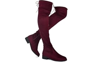 Premier Standard - Women's Fashion Comfy Vegan Suede Block Heel Side Zipper Back Lace Thigh High Over The Knee Boots