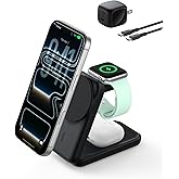 Belkin MagSafe Charger Compatible, 3-in-1 Charging Station, Qi2.2 25W Magnetic Wireless Charger Dock, Foldable Charging Stand for iPhone 17/16/15, Apple Watch, AirPods, Pixel 10 (45W Adapter Included)