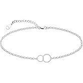 CHIC & ARTSY 925 Sterling Silver Ankle Bracelets for Women, Adjustable Double Layer Chain Anklets, Minimalist Lightweight Foot Jewelry for Beach & Everyday Wear