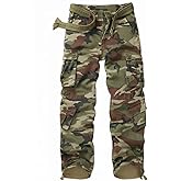 AKCARGO Cargo Pants for Men Casual Outdoor Relaxed Fit Camo Work Pants with 8 Pockets No Belt