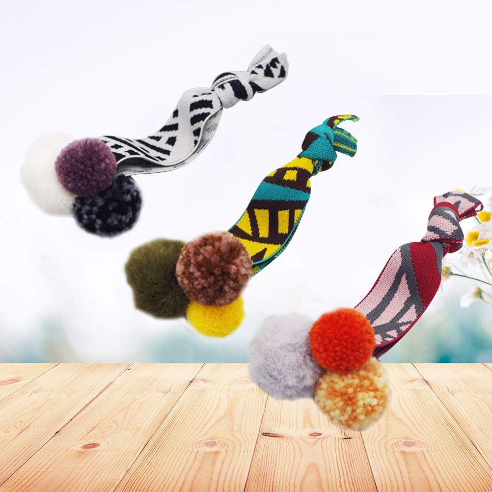 Amazon Com Beaupretty 3pcs Fur Balls Pompom Hair Tie Elastic