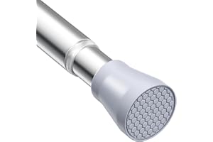 AIZESI Silver Tension Rod Spring Tension Curtain Rod for Window 28 to 48 Inch 7/8" Diameter Small Curtain Rod No Drill Adjustable Curtain Rods Tension Spring Rod Never Rust Non-Slip （1PCS）