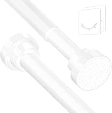 KIAMXNE Stainless Steel Extendable Shower Curtain Rod 132-195cm White