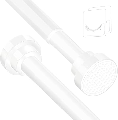 KIAMXNE Stainless Steel Extendable Shower Curtain Rod 132-195cm White