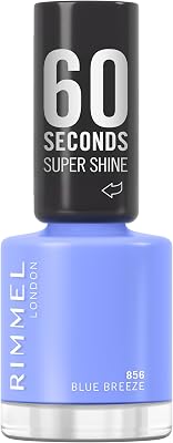 Rimmel 60 Seconds Super Shine Smalto, Smalto asciugatura rapida, Colore vibrante, A lunga tenuta, 8 ml, 856 Blue Breeze