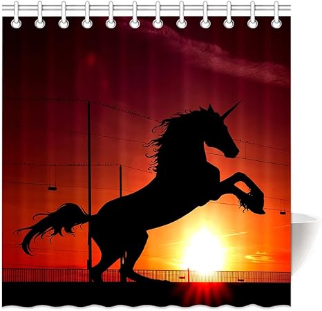 Yisumei Hem Poids Rideau Rideau De Douche Licorne Ombre Tableau En Polyester Weiss 180 L X 180 H Cm Amazon Fr Cuisine Maison