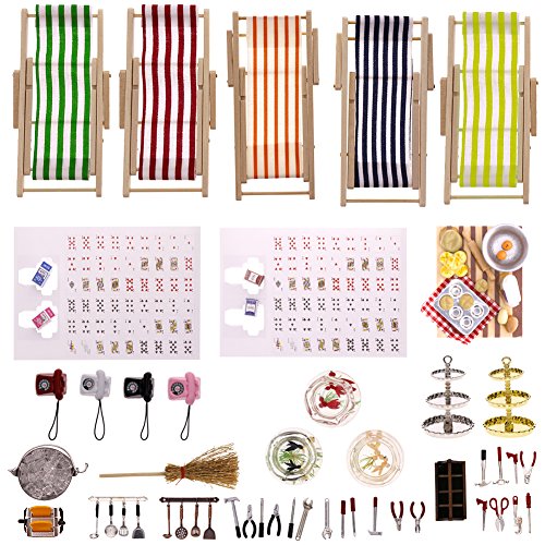 WXLAA 5PCS 1/12 Dollhouse Cooking Hanging Utensils Tool Kitchen Toys Silvery