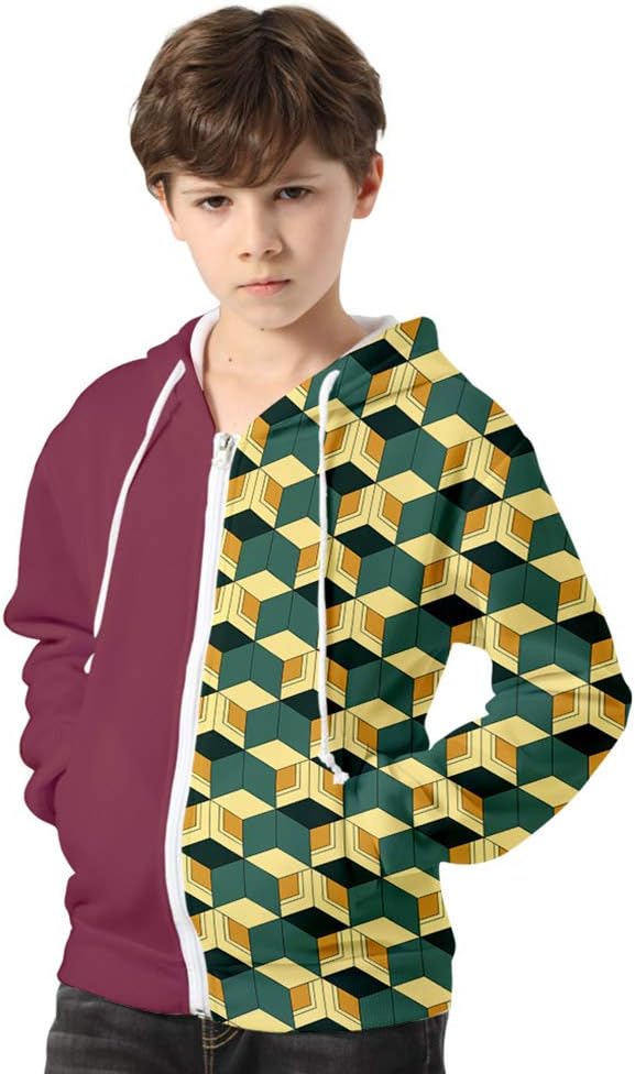 鬼滅の刃 水柱 富岡義勇 きめつのやいば とみおかぎゆう キッズ用 コスプレ アニメ風プリント ポリエステパーカー