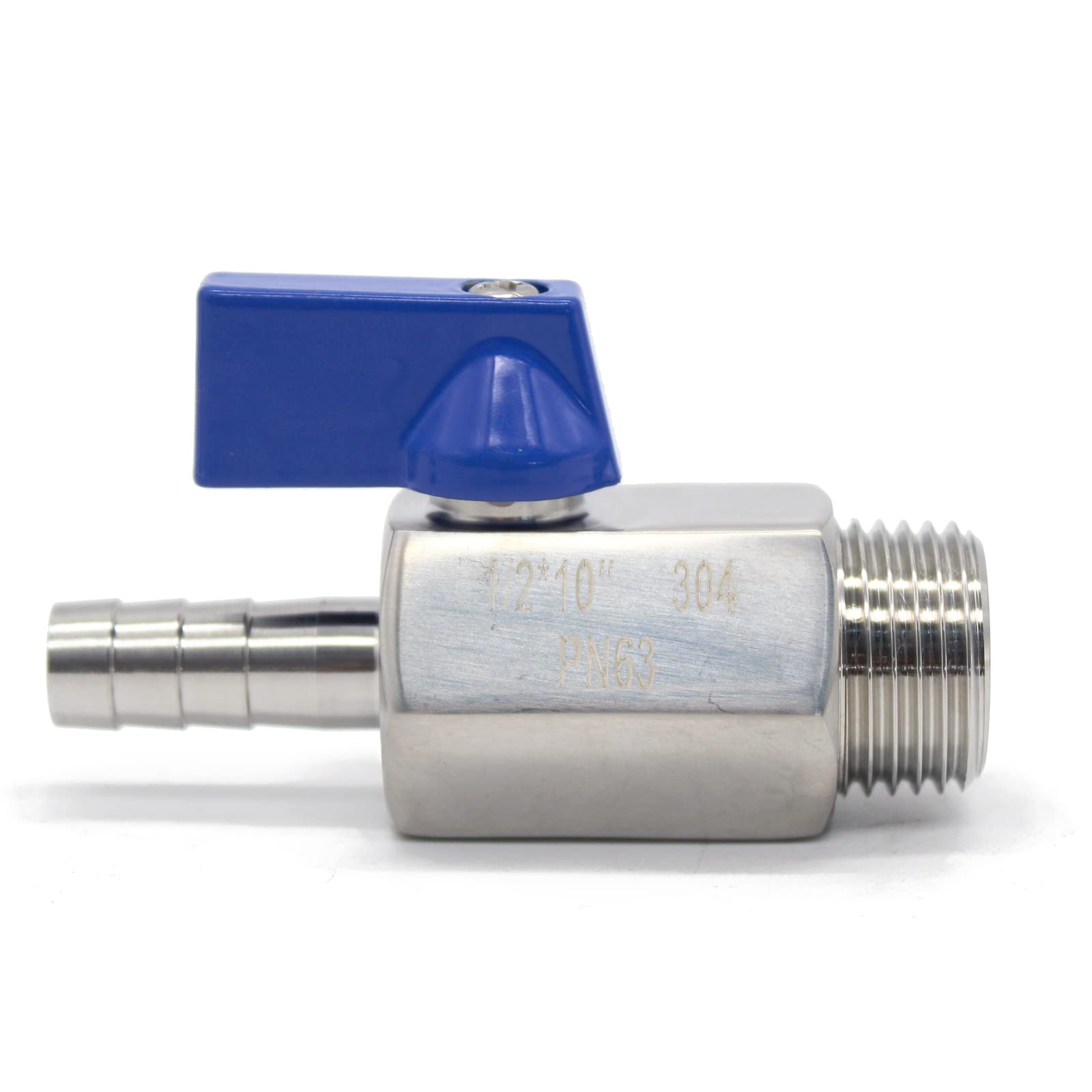 QiiMii Stainless Steel 304 Mini Type Ball Valve BSP Male x Hose Adapter Ball Valve Male Adapter 1/2" x10mm
