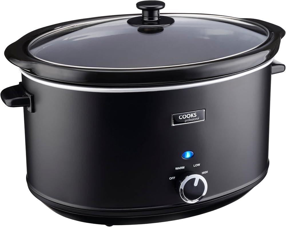 Cooks Professional 8L Slow Cooker with Glass Lid 2 Heat Settings Keep Warm