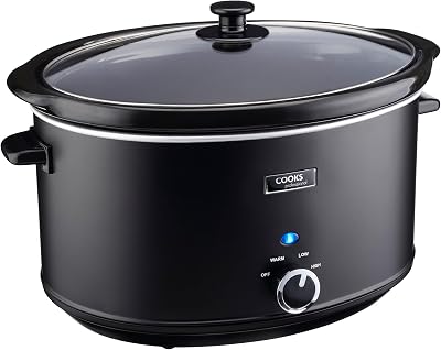 Cooks Professional 8L Slow Cooker with Glass Lid 2 Heat Settings Keep Warm