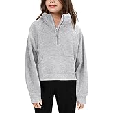 Girls' Hoodies Sweatshirts Half Zipper Pullover Crop Tops for Teen Girls Long Sleeve Sweater Thumb Hole