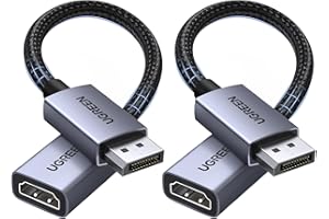 UGREEN 2 Pack 4K@30Hz DisplayPort to HDMI Adapter, Unidirectional DP 1.2 PC to HDMI 1.4 Converter Male to Female, Aluminum, C