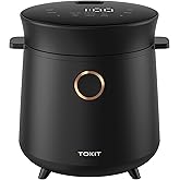 TOKIT Mini Rice Cooker with 3-Cup Uncooked Capacity and 9 Presets | Ceramic Nonstick Pot, 6-Cup Cooked Capacity, 24-Hour Timer, Auto Keep Warm, Small Kitchens, Meals for 1&ndash;3 People
