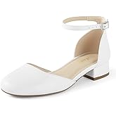 Ankis Closed Toe Heels for Women, Black Nude White Gold Silver 1 Inch Women's Flats Low Block Heel Women Dress Shoes Womens Pumps Work Shoes with Ankle Strap for Spring Fall