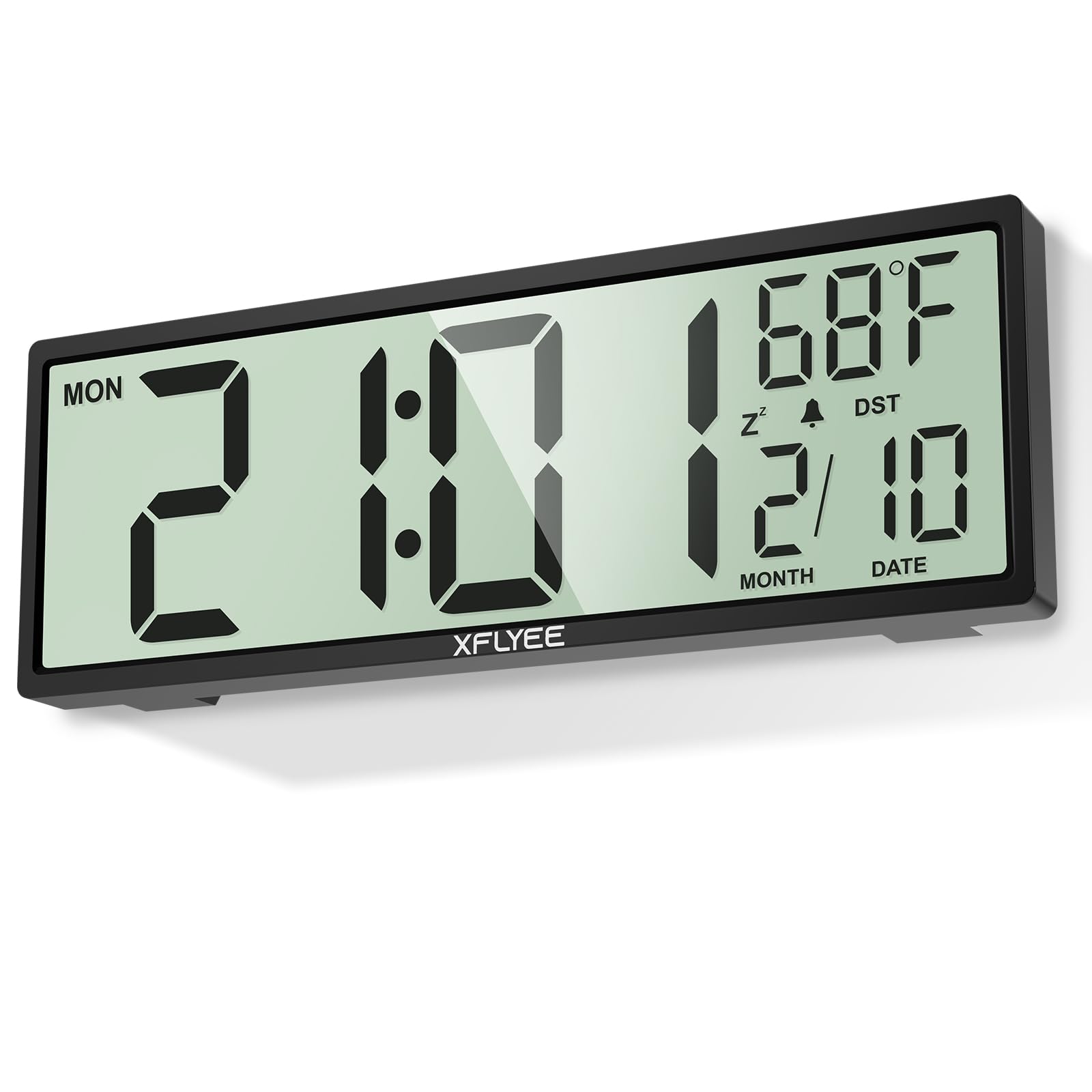 Photo 1 of Xflyee 14.5'' Large Digital Wall Clock Battery Operated with Jumbo Numbers, Auto DST, Day, Date, Alarm, Temperature for Living Room, Bedroom, Desk Decor, Gift, LCD Screen Display Easy to Read and Set