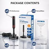 GLOBAL TECH Indoor TV Aerial High Gain Freeview HD 4K 9.8ft Cable Magnetic Base view 8