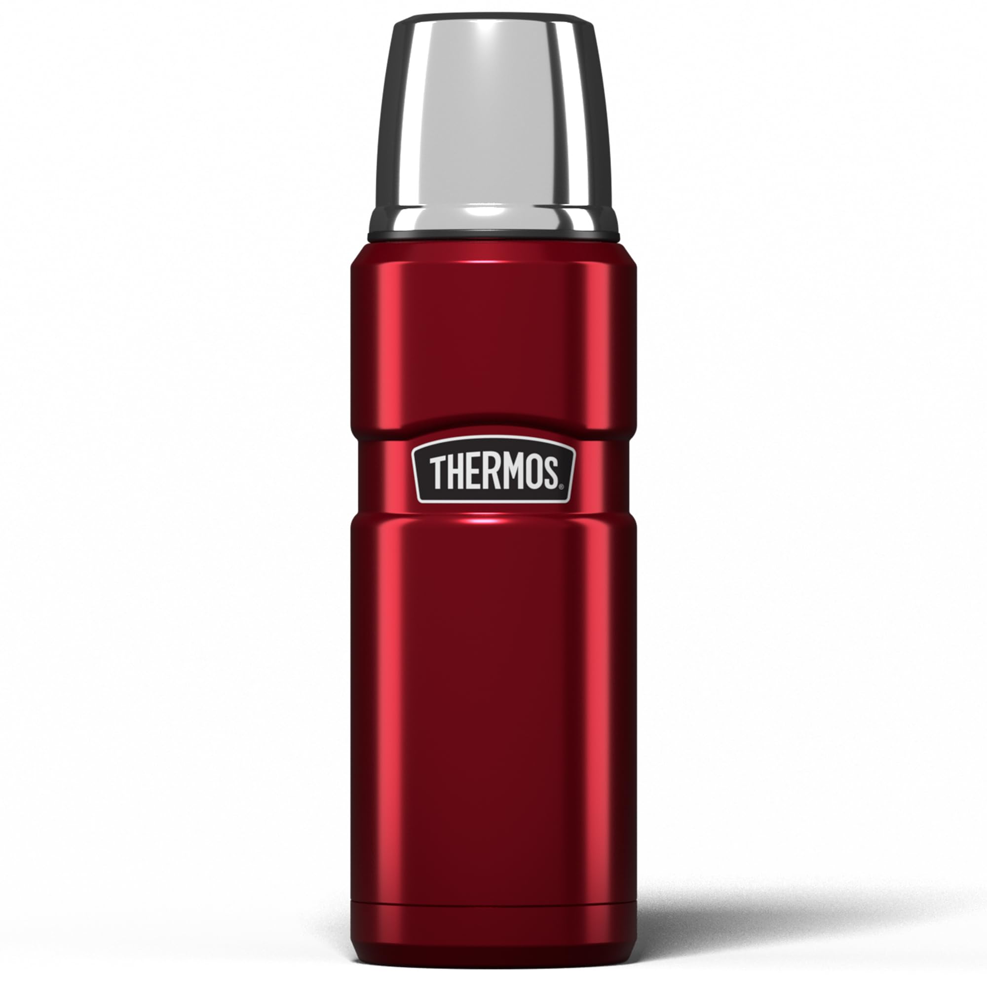 Thermos Stainless King 470ml Multi- Purpose Thermos Flask - Original-Style Flask can be used as Travel Mug or Insulated Water Bottle for Daily Commute & Weekend Adventures – Red