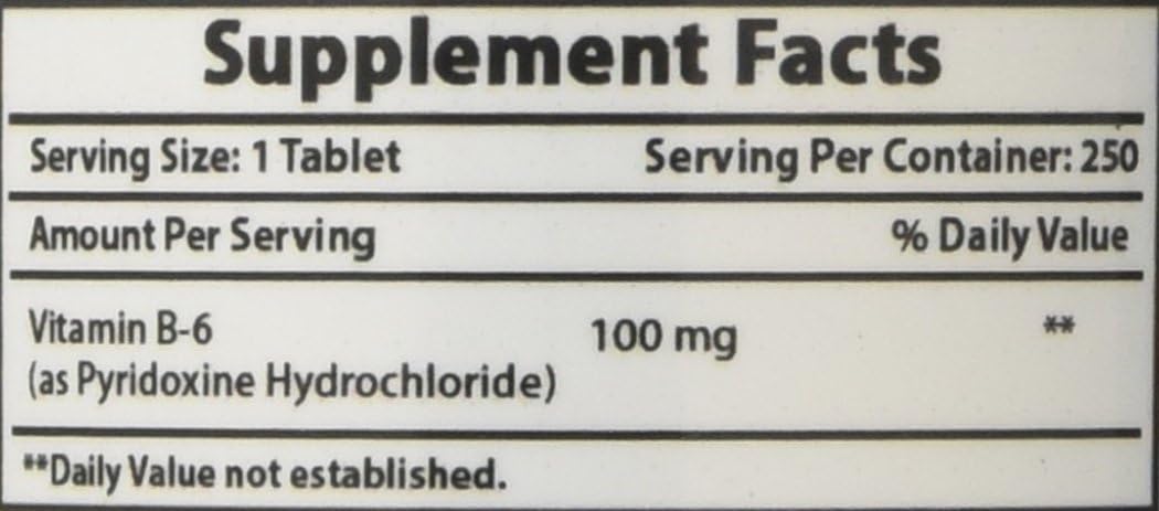 Best Naturals Vitamin B6 Tablet, 100 mg, 250 Count: Health & Personal Care