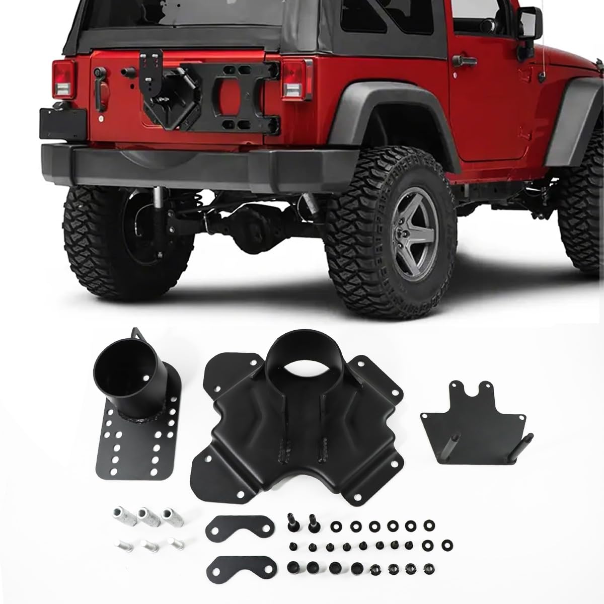 Photo 1 of Adjustable Spare Tire Carrier Composition fit for Jeep Wrangler JK JKU Unlimited 2007-2018 (2/4 Doors) Heavy Duty Installation Bracket Up to 40 inch