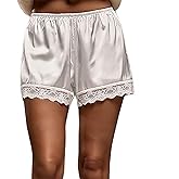 Women Satin Silk Lace Trim Shorts Silky Low Rise Boxer Shorts Y2k Teen Girls Cute Coquette Lounge Slip Bottoms