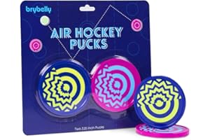 BRYBELLY Vivid Two-Tone Air Hockey Pucks (2-Pack) | Wear-Proof Molded Psychedelic Patterns and Designs | Large 3.25-inch Pucks for Standard Air Hockey Tables | Perfect Addition to Game Rooms and Arcades