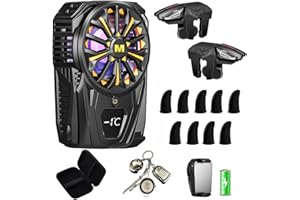 MIKIRINI Semiconductor Phone Cooler with Rechargeable Battery, Phone Cooling Fan for iPhone Android Smartphones w/LED Temperature Display/Universal Clamp/RGB LED